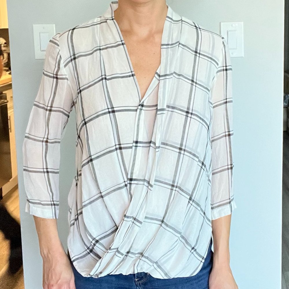 Babaton Silk Plaid Blouse